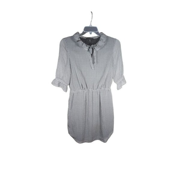 Banana Republic Houndstooth Pattern Shirt Dress Ruffle Business Casual Size S - Picture 1 of 6